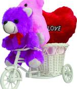 Love Tricyle Basket With Couple Teddy Love Heart Valentine Gift Set