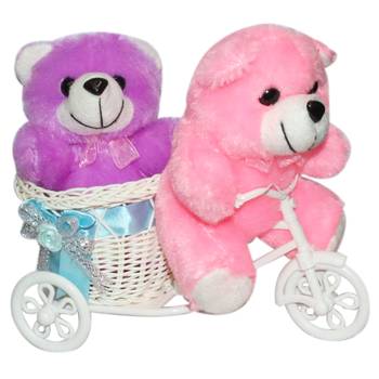 Cute Bubbly Teddybear Ridding On Tricycle Cycle Valentine Gift Set 1