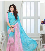 chiffon saree by voovilla (Pink)
