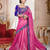 pink embroidered shimmer saree With Blouse