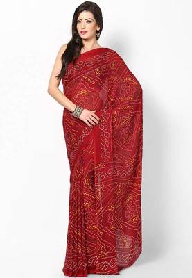 Maroon Chunri Print Crepe Saree Without Blouse 1