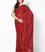 Maroon Chunri Print Crepe Saree Without Blouse