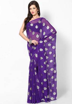 Purple Chiffon Saree Without Blouse 1
