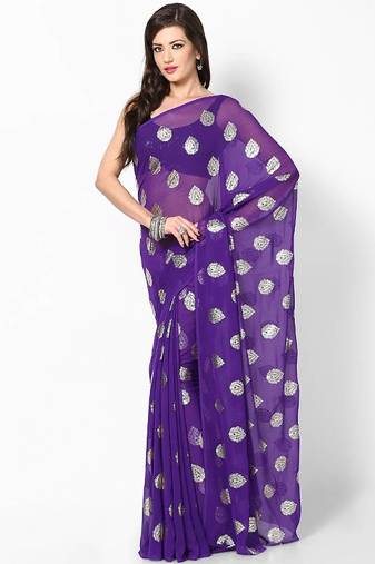 Purple Chiffon Saree Without Blouse