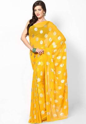 Yellow Chiffon Printed Saree 1
