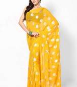 Yellow Chiffon Printed Saree