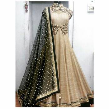 chiku silk embroidered semi stitiched salwar with dupatta 1