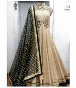 chiku silk embroidered semi stitiched salwar with dupatta