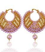 Fabulous white golden pearl polki bali earrings with jali work by adiva absat0cb00105 TDS 8