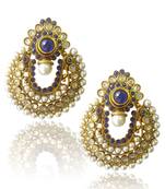 Ethnic Blue Pearl Polki Earrings by ADIVA ABCHI0BCD004