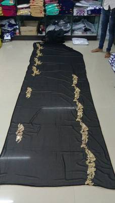 black embroidered georgette saree With Blouse 3