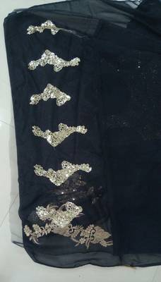 black embroidered georgette saree With Blouse 4