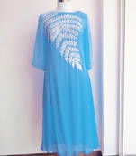 sky blue georgette embroidered stitched kurti