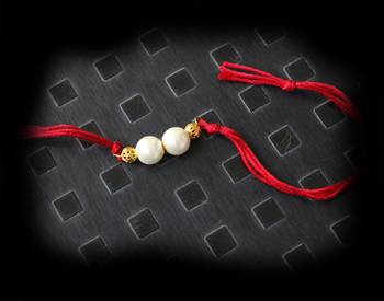 Pearl Work Red Rakhi 1