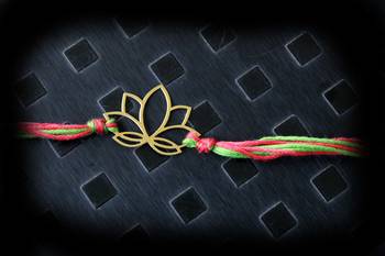 Green And Pink Lotus Rakhi 1
