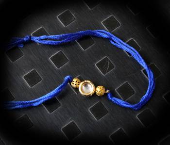 Blue Kundan Gold Rakhi 1