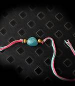 Pink And Blue Stone Work Rakhi