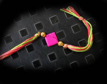 Pink And Green Stone Rakhi 1