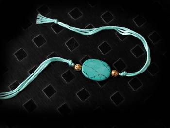 Turquoise Stone Work Rakhi 1