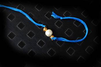 Pearl Work Blue Rakhi 1