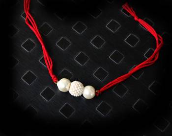 Pearl Work Red Rakhi 1
