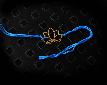 Blue And Gold Lotus Rakhi 1