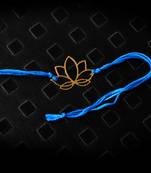 Blue And Gold Lotus Rakhi