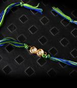 Green And Blue Kundan Rakhi