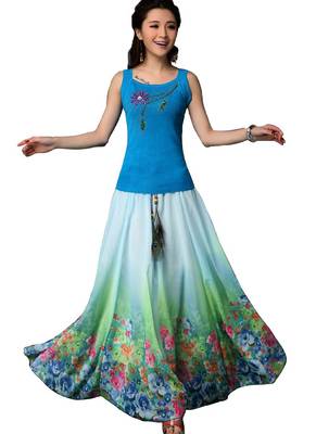 Multicolor printed faux georgette free size skirts 1