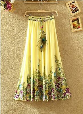 Multicolor printed faux georgette free size skirts 2