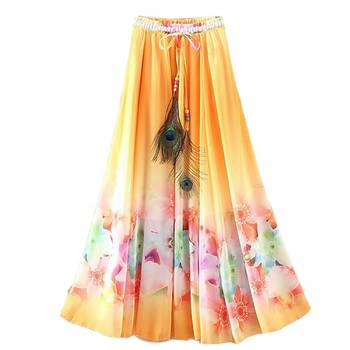 Multicolor printed faux georgette free size skirts 1