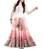 Multicolor printed faux georgette free size skirts