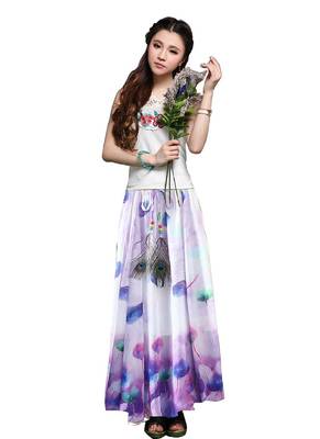 Multicolor printed faux georgette free size skirts 1