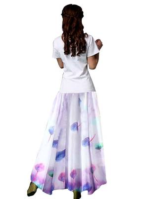 Multicolor printed faux georgette free size skirts 2