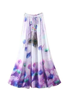 Multicolor printed faux georgette free size skirts 3
