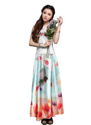 Multicolor printed faux georgette free size skirts 1
