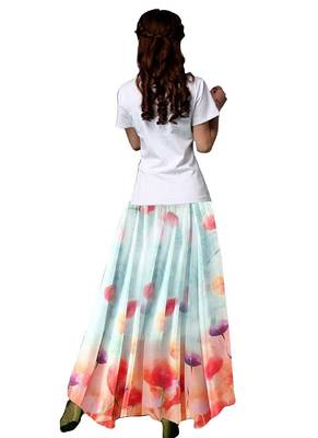 Multicolor printed faux georgette free size skirts 2