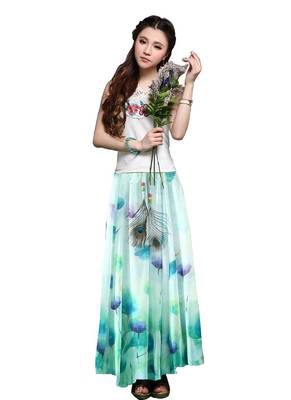 Multicolor printed faux georgette free size skirts 1