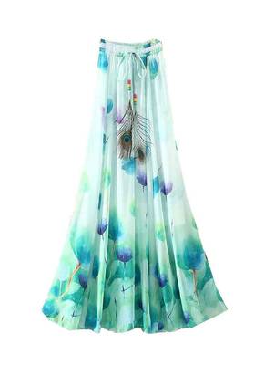 Multicolor printed faux georgette free size skirts 3