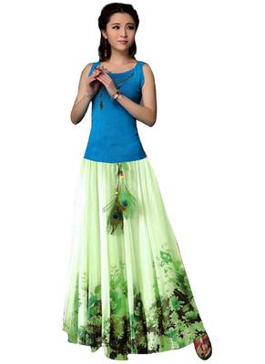 Multicolor printed faux georgette free size skirts 1