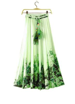 Multicolor printed faux georgette free size skirts 3
