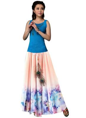Multicolor printed faux georgette free size skirts 1