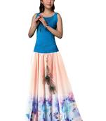 Multicolor printed faux georgette free size skirts