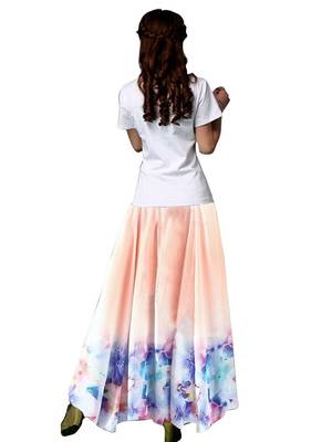 Multicolor printed faux georgette free size skirts 2