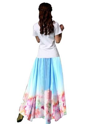 Multicolor printed faux georgette free size skirts 2