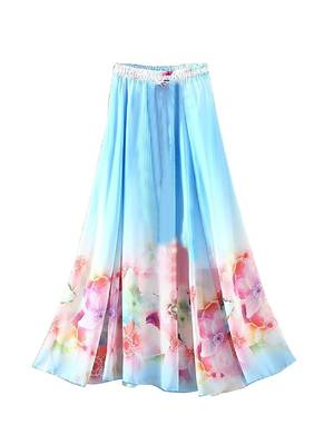 Multicolor printed faux georgette free size skirts 3