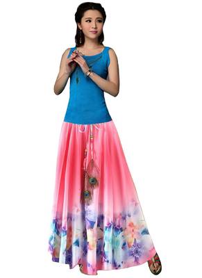 Multicolor printed faux georgette free size skirts 1