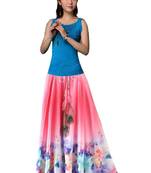 Multicolor printed faux georgette free size skirts