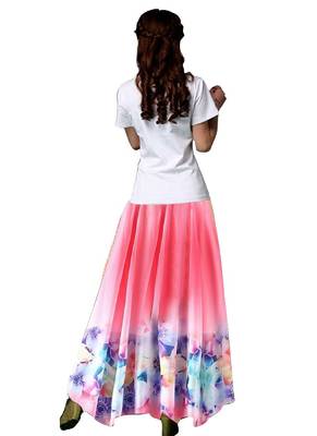 Multicolor printed faux georgette free size skirts 2