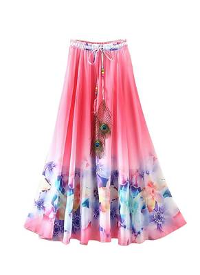 Multicolor printed faux georgette free size skirts 3